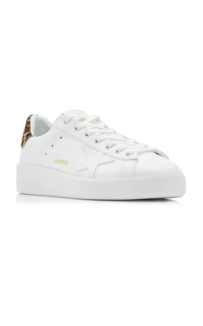 Shop Golden Goose Women's Pure Star Leopard Calf Hair And Leather Sneakers In White