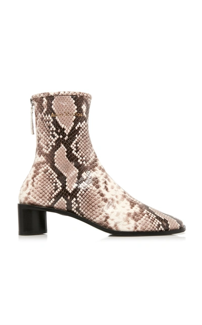 Shop Acne Studios Bertine Logo Snake-effect Leather Boots In Neutral