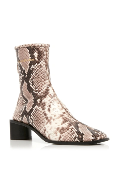 Shop Acne Studios Bertine Logo Snake-effect Leather Boots In Neutral