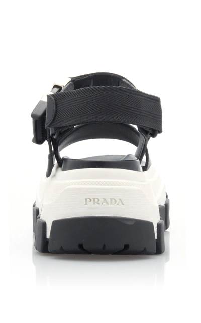 Shop Prada Buckled Leather And Rubber Sandals In Black,white