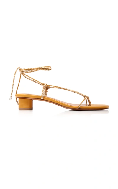 Shop Loq Dora Leather Lace-up Sandals In Yellow