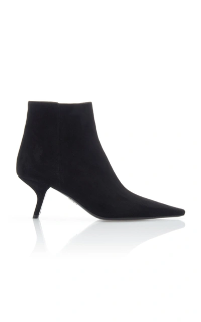 Shop Prada Women's Suede Ankle Boots In Black