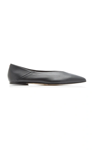 Shop Aeyde Moa Leather Flats In Black