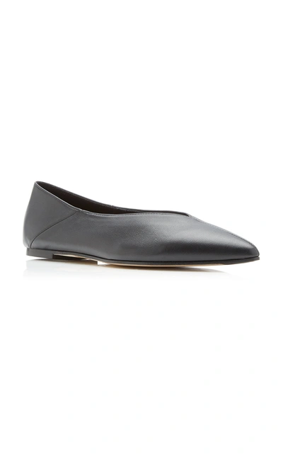 Shop Aeyde Moa Leather Flats In Black