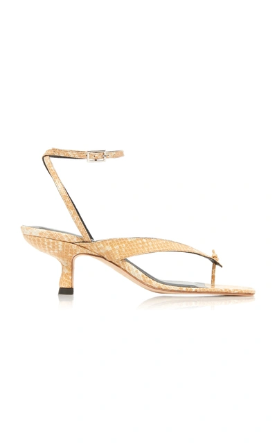 Shop By Far Mindy Leather Sandals In Neutral