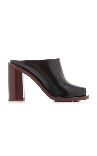 Shop Marina Moscone Open-toe Leather Clogs In Black