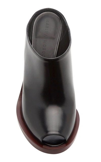 Shop Marina Moscone Open-toe Leather Clogs In Black