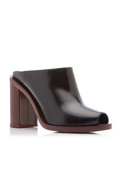 Shop Marina Moscone Open-toe Leather Clogs In Black
