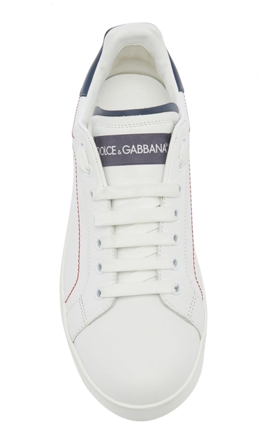 Shop Dolce & Gabbana Women's Logo-trimmed Leather Sneakers In Navy