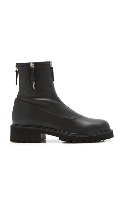 Shop Giuseppe Zanotti Leather Zipper Ankle Boots In Black