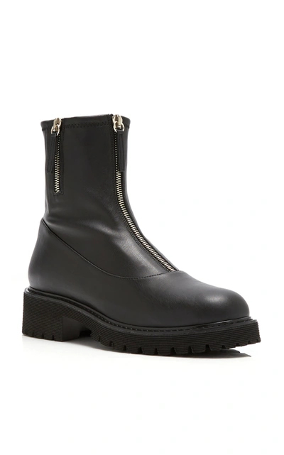 Shop Giuseppe Zanotti Leather Zipper Ankle Boots In Black