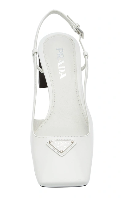 Shop Prada Women's Leather Slingback Pumps In White
