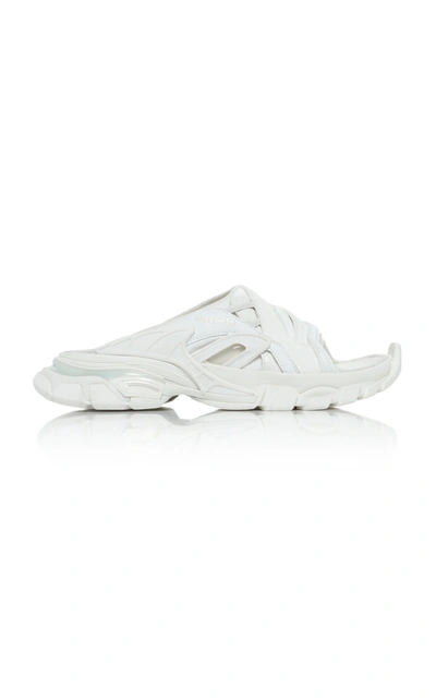 Shop Balenciaga Women's Track Mesh-inset Rubber And Neoprene Slides In White