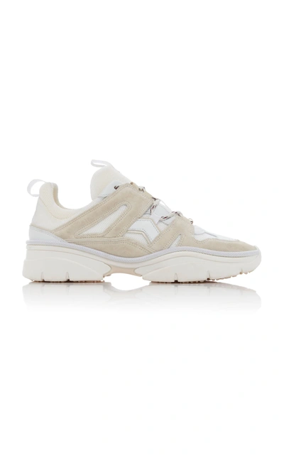 Shop Isabel Marant Kindsay Leather And Mesh Sneakers In White