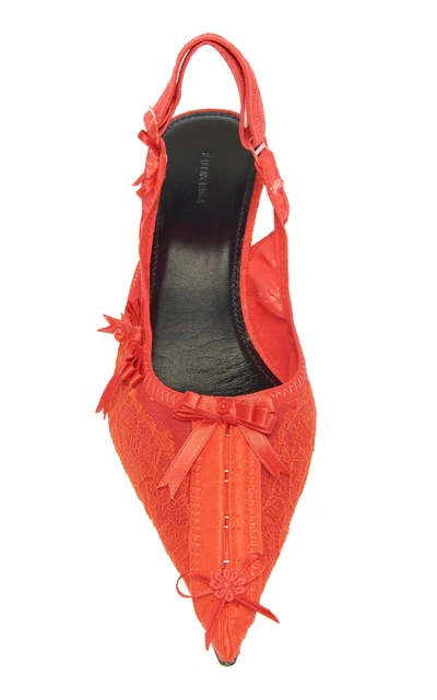 Shop Balenciaga Lingerie Lace Slingback Pumps In Red