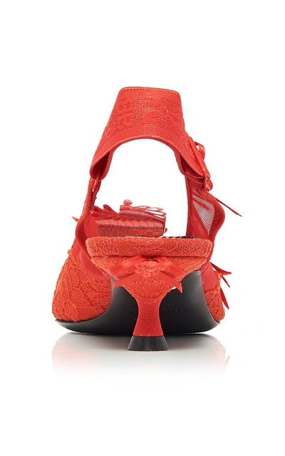 Shop Balenciaga Lingerie Lace Slingback Pumps In Red