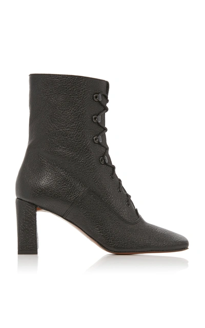 Shop By Far Women's Claude Textured-leather Ankle Boots In Black