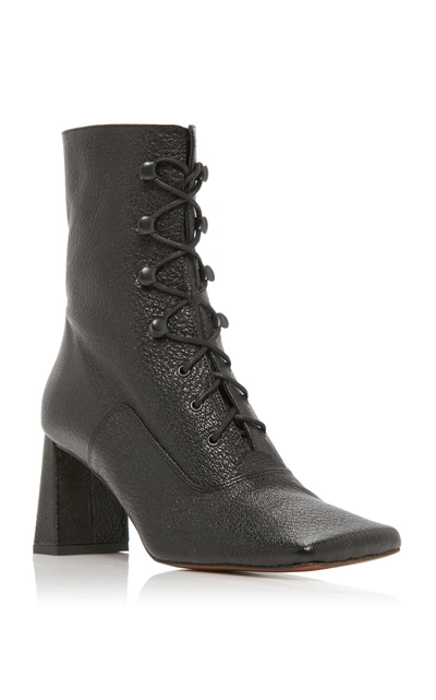 Shop By Far Women's Claude Textured-leather Ankle Boots In Black