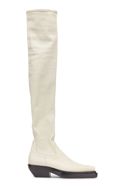 Shop Bottega Veneta Women's The Lean Over-the-knee Boots In White