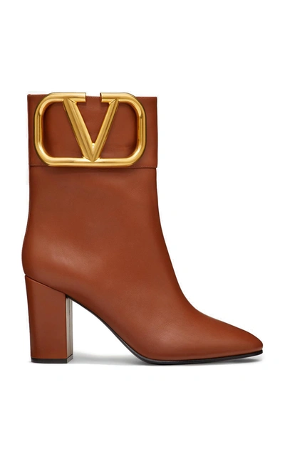 Shop Valentino Women's  Garavani Supervee Leather Ankle Boots In Brown