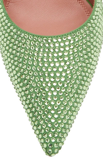 Shop Amina Muaddi Women's Karma Crystal-embellished Suede Pumps In Green