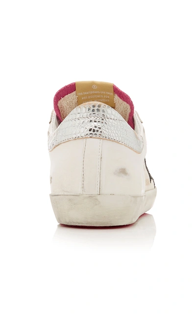 Shop Golden Goose Superstar Leather-blend Sneakers In White