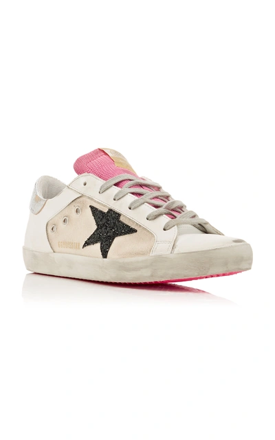 Shop Golden Goose Superstar Leather-blend Sneakers In White