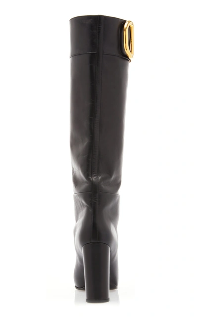 Shop Valentino Women's  Garavani Supervee Leather Knee-high Boots In Burgundy,black