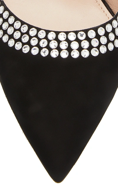 Shop Miu Miu Women's Crystal-embellished Suede Mules In Black