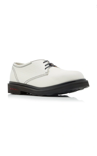 Shop Marni Leather Lace-up Oxfords In White