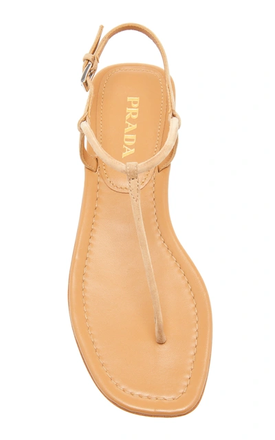 Shop Prada Women's Suede Sandals In Neutral