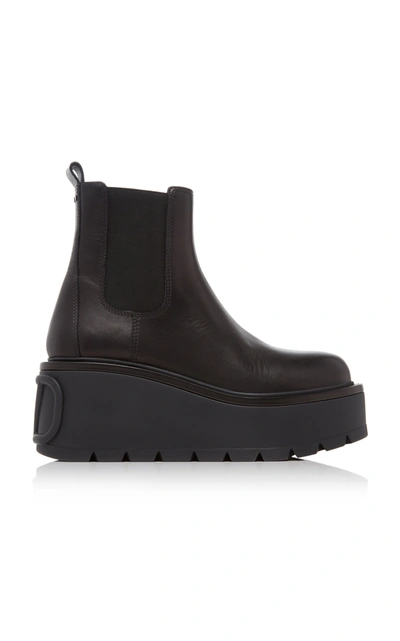 Shop Valentino Garavani Uniqueform Leather Boots In Black