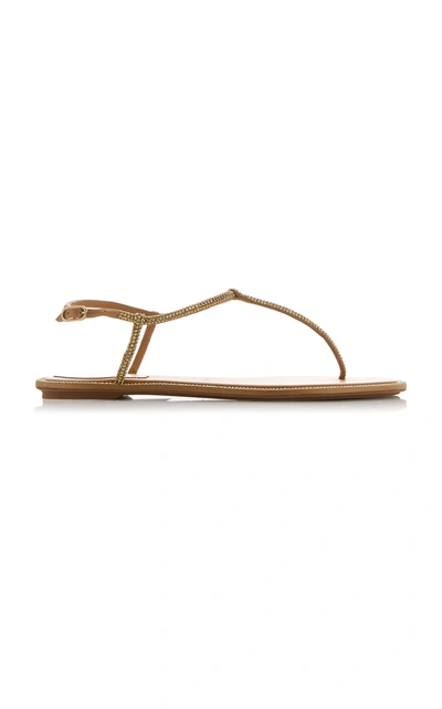 Shop René Caovilla Crystal-embellished Satin Sandals In Gold