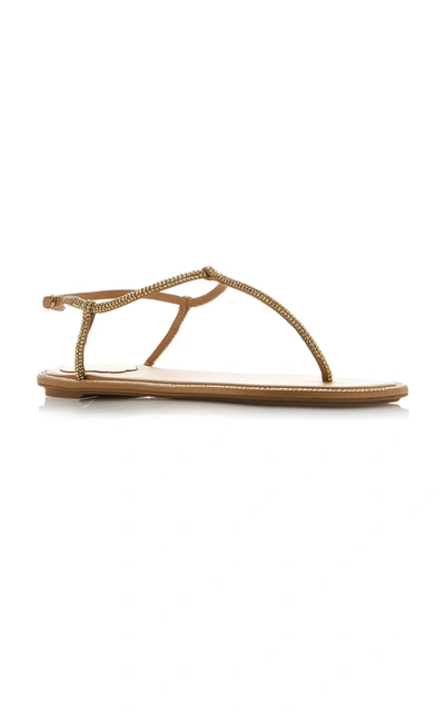 Shop René Caovilla Crystal-embellished Satin Sandals In Gold