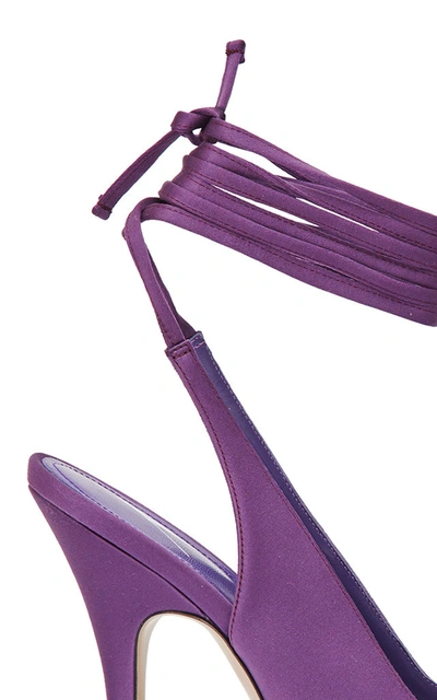 Shop Attico Women's Satin Ankle-wrap Pumps In Green,purple