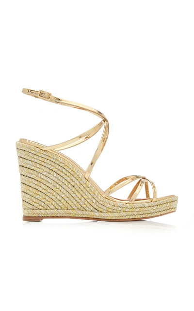 Shop Aquazzura Gin Metallic Leather Espadrille Sandals In Gold