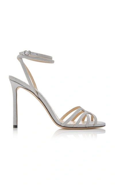 Shop Jimmy Choo Mimi Glitter Sandals In Silver