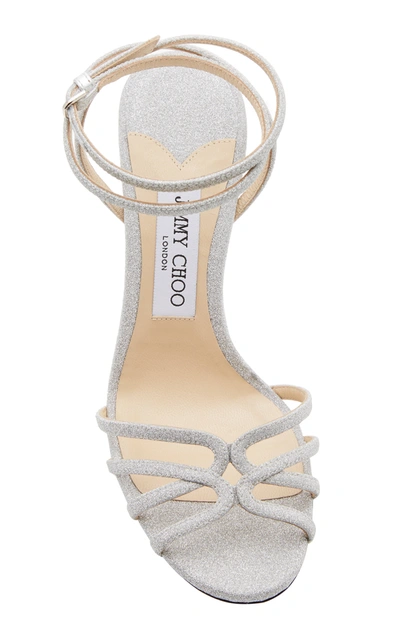 Shop Jimmy Choo Mimi Glitter Sandals In Silver