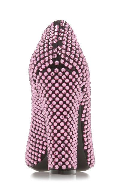 Shop Prada Crystal-embellished Satin Pumps In Pink