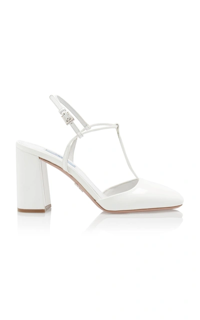 Shop Prada Patent Leather Pumps In White