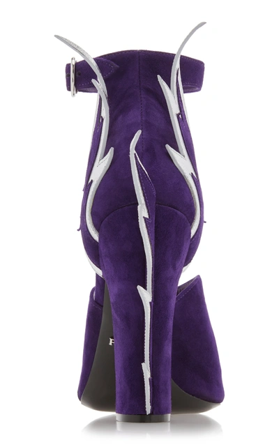 Shop Prada Women's Embellished Suede Sandals In Purple