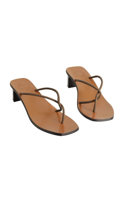 Shop Atp Atelier Panza Leather Sandals In Brown