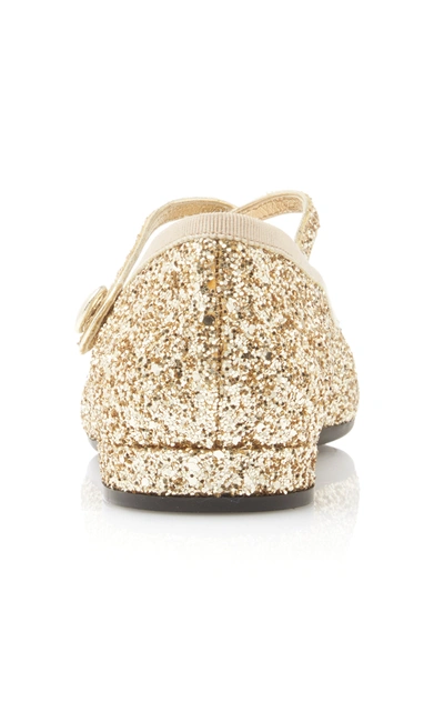 Miu Miu Glittered Leather Ballet Flats In Gold