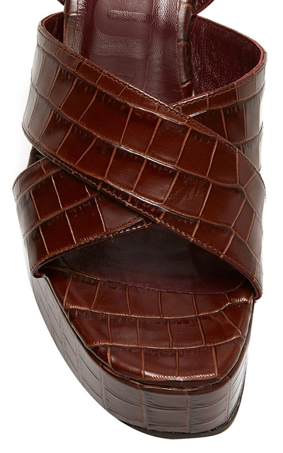 Shop Staud Jane Croc-effect Leather Platform Sandals In Brown