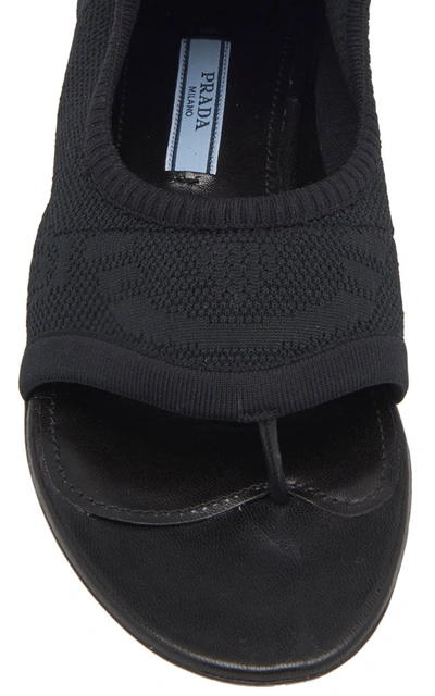 Shop Prada Knitted Flat Sandals In Black