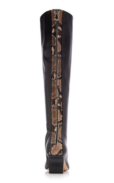 Shop Aeyde Women's Ophelia Snake-effect Leather Knee-high Boots In Black