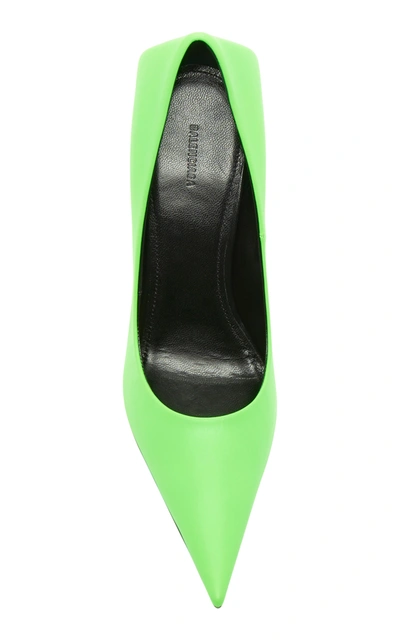 Shop Balenciaga Square Knife Leather Pumps In Green