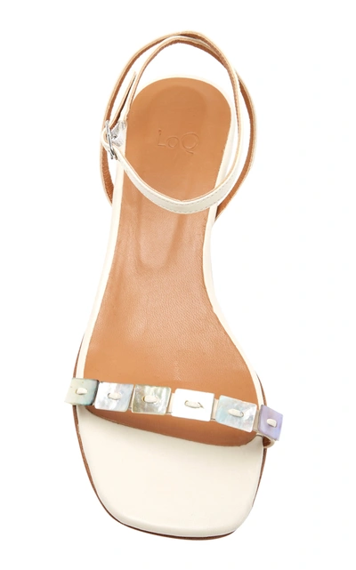 Shop Loq Perla Leather Sandals In White