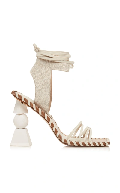 Shop Jacquemus Les Valerie Hautes Linen And Leather Sandals In White