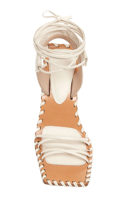 Shop Jacquemus Les Valerie Hautes Linen And Leather Sandals In White